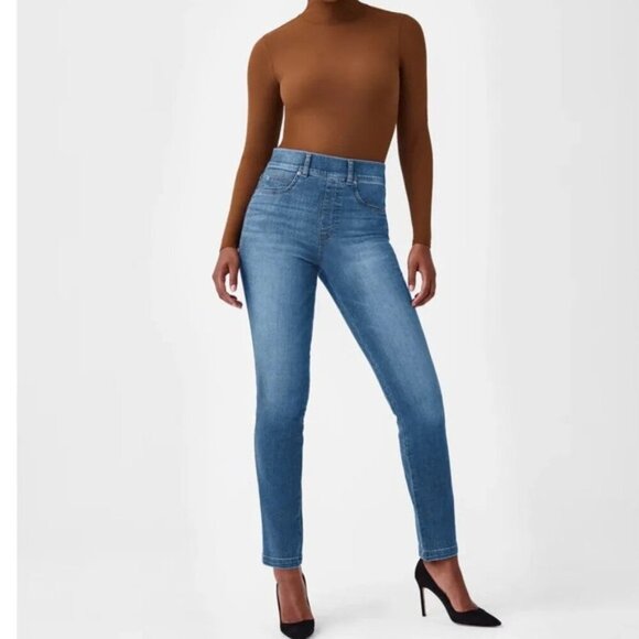 Spanx skinny leg pull on denim jeans Sz S - Picture 1 of 11